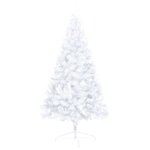 vidaXL Demi-arbre de Noël artificiel pré-éclairé et boules blanc 180cm