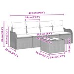 Ensemble de 5 pièces de canapés de jardin avec coussins beige poly rotin