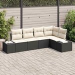vidaXL Ensemble de canapé de jardin avec coussin 5 Pièces Noir  Crème