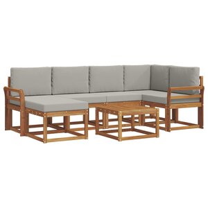 vidaXL Ensemble de canapés d'extérieur 7 pc Gris Naturel et Clair
