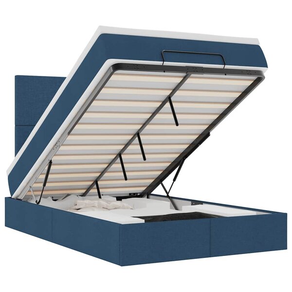 vidaXL Cadre de lit ottoman avec matelas bleu 120x190 cm tissu