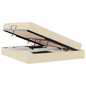 vidaXL Lit avec rangement et matelas Crème 180 x 200 cm Polyester