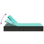 vidaXL Chaise longue double avec coussins en polyrotin noir