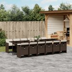 vidaXL Ensemble à manger de jardin avec coussins 13 Pièces marron rotin