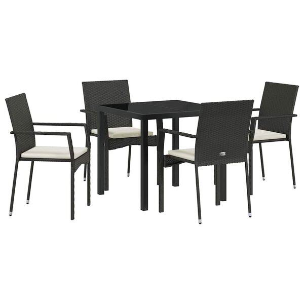 vidaXL Ensemble de salle à manger pour jardin 5 Pièces Noir polyrotin