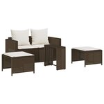 vidaXL Salon de jardin 5 Pièces avec coussins empilable marron polyrotin