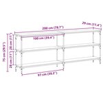vidaXL Table console avec étagère Chêne noir 200 x 29 x 75 cm