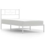 vidaXL Cadre de lit métal sans matelas avec tête de lit blanc 90x190cm