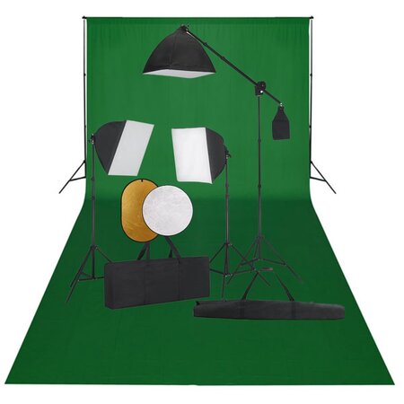 vidaXL Kit de studio photo boîte à lumière toile de fond et réflecteur