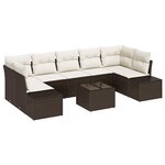 vidaXL Ensemble de canapé de jardin avec coussin 8 Pièces Marron  Crème