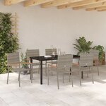 vidaXL Ensemble de salle à manger pour jardin 7 Pièces Gris Poly rotin