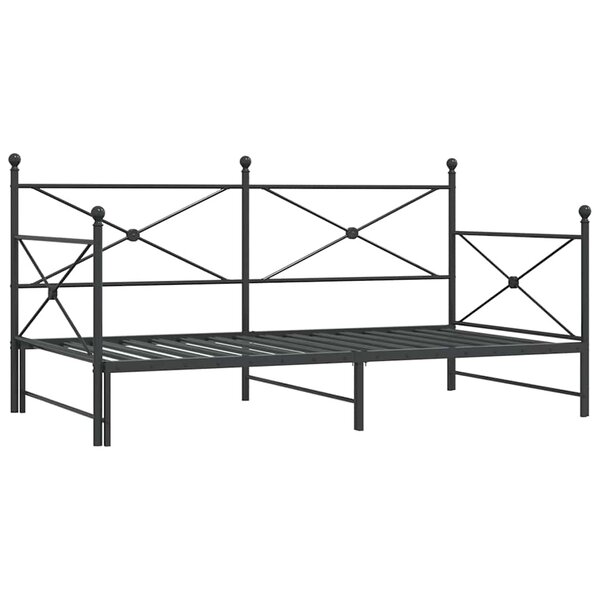 vidaXL Lit de jour et lit gigogne sans matelas noir 100x190 cm acier