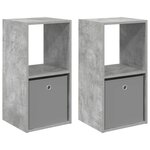 vidaXL Table de chevet 2 pc Gris béton 35 x 32 x 68 5 cm