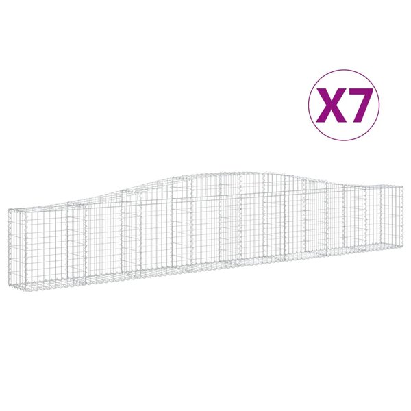 vidaXL Paniers à gabions arqués 7 Pièces 400x30x60/80 cm Fer galvanisé