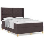 vidaXL Lit à ressorts avec matelas marron foncé 160x200 cm en tissu