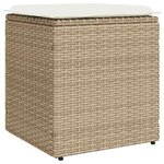 vidaXL Tabourets de jardin avec coussins lot de 2 beige résine tressée