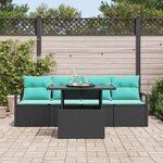 vidaXL Ensemble de canapé de jardin avec stockage 5 Pièces Noir polyrotin