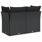 vidaXL Canapé de jardin avec coussins 2 places noir résine tressée
