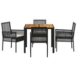 vidaXL Ensemble de salle à manger pour jardin 5 Pièces Noir Poly rotin