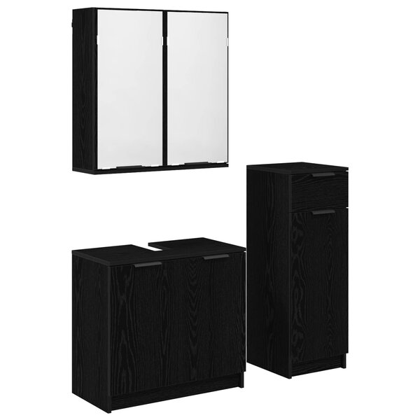 vidaXL Ensemble de mobilier de salle de bain 3 Pièces Chêne noir