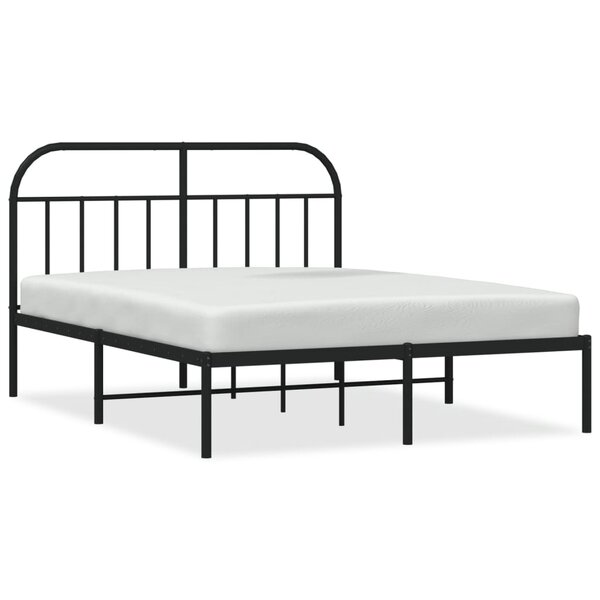vidaXL Cadre de lit métal avec tête de lit noir 135x190 cm