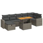 vidaXL Salon de jardin 5 Pièces avec coussins gris résine tressée acacia