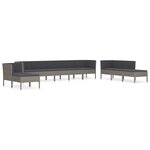 vidaXL Salon de jardin 10 Pièces avec coussins Résine tressée Gris