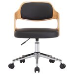 Chaise fauteuil siège pivotante de bureau informatique étude bois courbé et similicuir noir 02_0024153