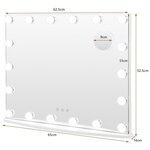 Miroir maquillage hollywood-18 ampoules led tactile grossissement 3x éclairage blanc froid/chaud/neutre 20_0006305