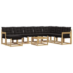 vidaXL Ensemble de canapés d'extérieur 9 pc Blanc et noir