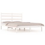 vidaXL Cadre de lit Blanc Bois de pin massif 140x190 cm