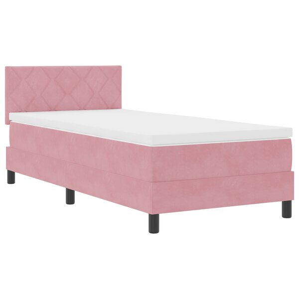 vidaXL Lit à ressort avec matelas Rose 90x200 cm Velours