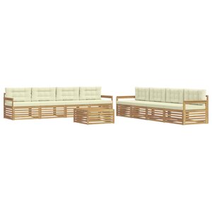 vidaXL Ensemble de canapés d'extérieur 9 Pièces Blanc et crème Polyester