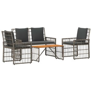 vidaXL Ensemble de meubles d'extérieur 4 pc Noir et Gris foncé