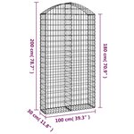 vidaXL Panier de gabions arqué 100x30x180/200 cm Fer galvanisé