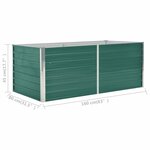 vidaXL Jardinière 160 x 80 x 45 cm Acier galvanisé Vert