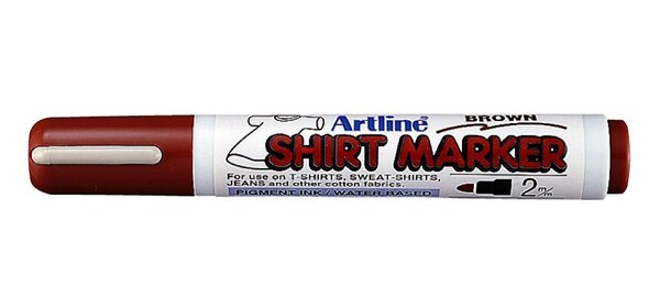 Marqueur 't-shirt' permanent indélébile pointe conique 2 mm marron artline