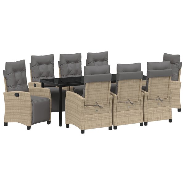 vidaXL Ensemble de salle à manger de jardin 9 pièces en poly rotin beige