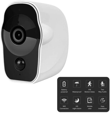 Ovegna BC02: Caméra IP sans Fil à Vision Nocturne, Basse consommation, avec Batterie, 2MP, WiFi sécurisé, Intérieure et extérieur, Waterproof CCTV, Rechargeable, IR, Enregistrement, Audio, Alarme