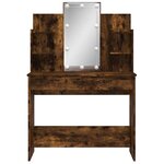 vidaXL Coiffeuse avec lumières LED chêne fumé 96x40x142 cm