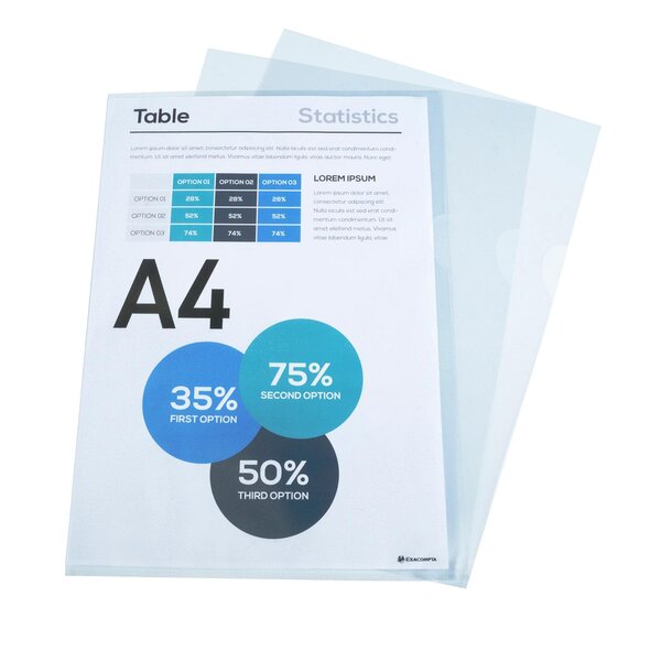 Sachet De 100 Pochettes Coin Polypropylène Grainé Budget - A4 - Cristal - Exacompta