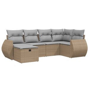 vidaXL Salon de jardin avec coussins 6Pièces mélange beige résine tressée