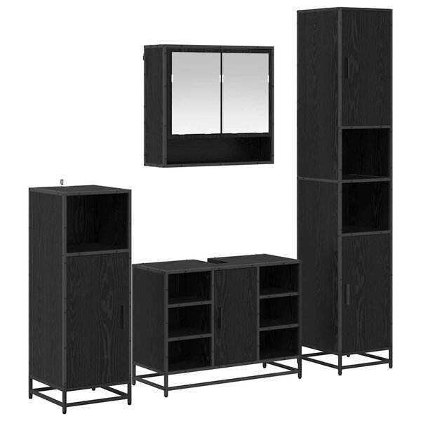 vidaXL Ensemble de mobilier de salle de bain 4 Pièces Chêne noir