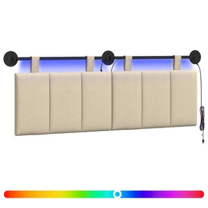 vidaXL Tête de lit suspendue Avec lumière LED Crème Tissu