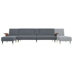 vidaXL Canapé-lit en forme de L gris 279x140x70 cm velours