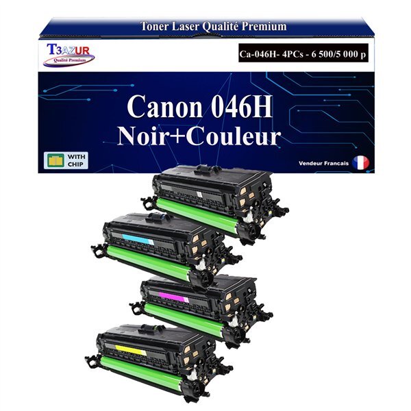 T3AZUR -Lot de 4 Toners compatibles avec Canon 046H pour Canon LBP-653Cdw  LBP-654Cx