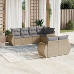 vidaXL Salon de jardin avec coussins 7 Pièces beige résine tressée