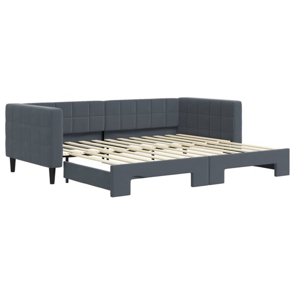 vidaXL Lit de jour avec gigogne sans matelas gris foncé 90x200 cm
