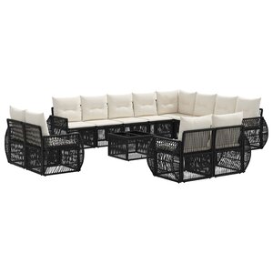vidaXL Ensemble de canapé de jardin 13 pc Noir et blanc crème