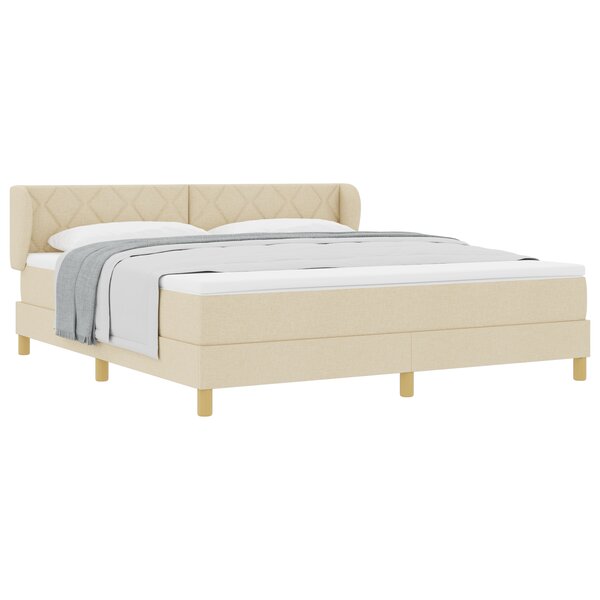 Lit Box Spring vidaXL avec Matelas - Crème - 180x200 cm - Tissu